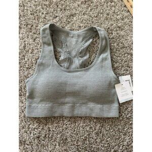 Tranquil & True Womens Size Large Comfort Bra Ribbed Seamless Racerback Gray